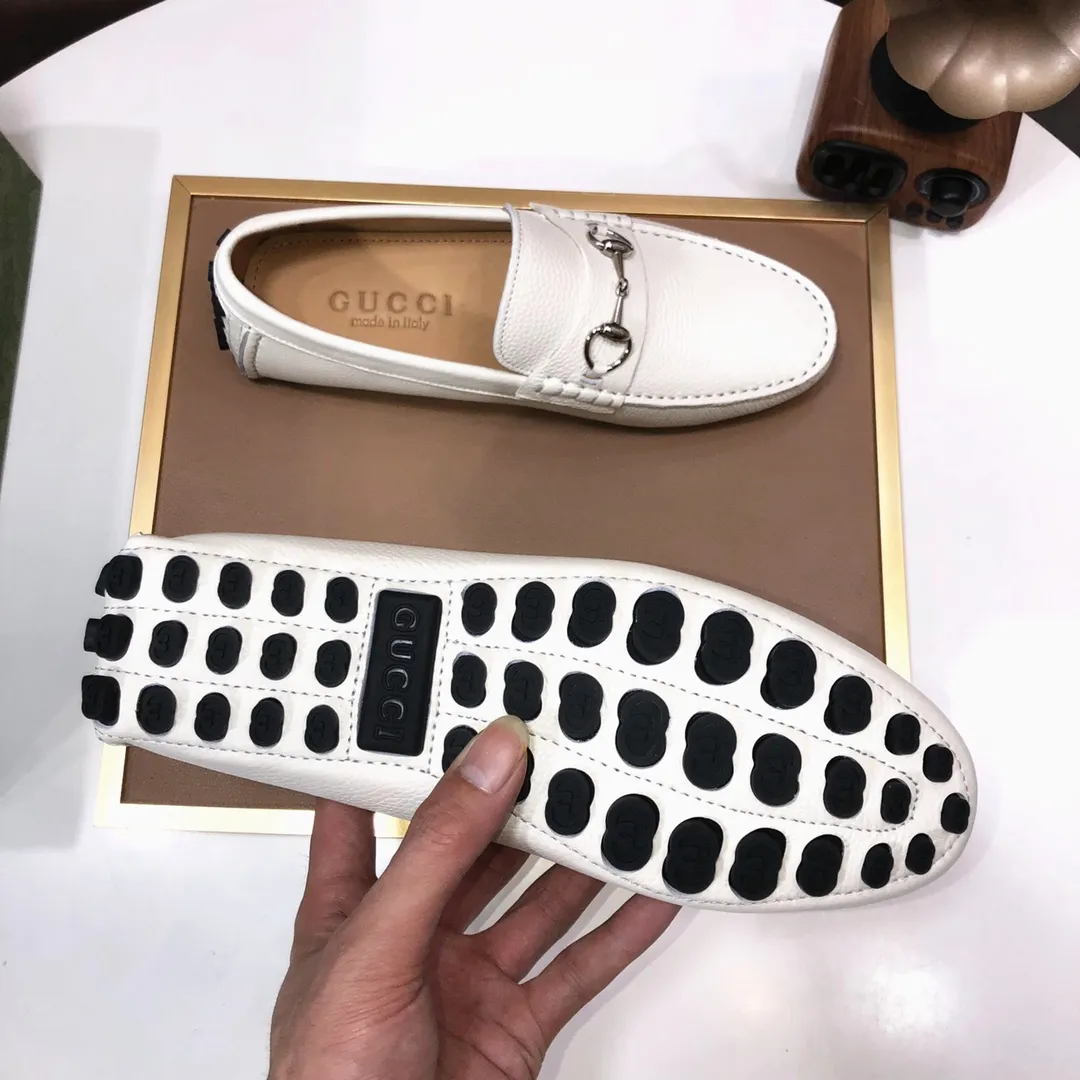 Men's Men's Shoes💰420💰[Gucci GUCCI] (High-end Niuli) New 🍀Gucci*-Gucci Peas Shoes! Made of imported original cowhide, the inner top layer is comfortable cowhide lining! Original wear-resistant rubber outsole! High quality products! Code number 38-44!